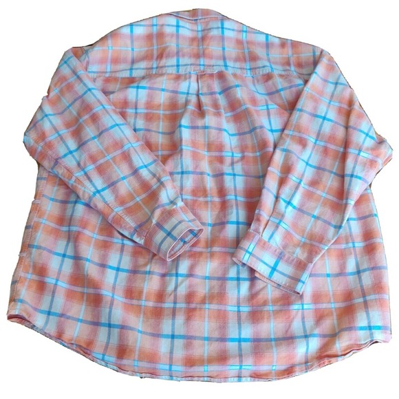 Roper Men Shirt Button-Up Collar 100% Cotton Long Sleeve Orange Plaid Size XL - Picture 2 of 5